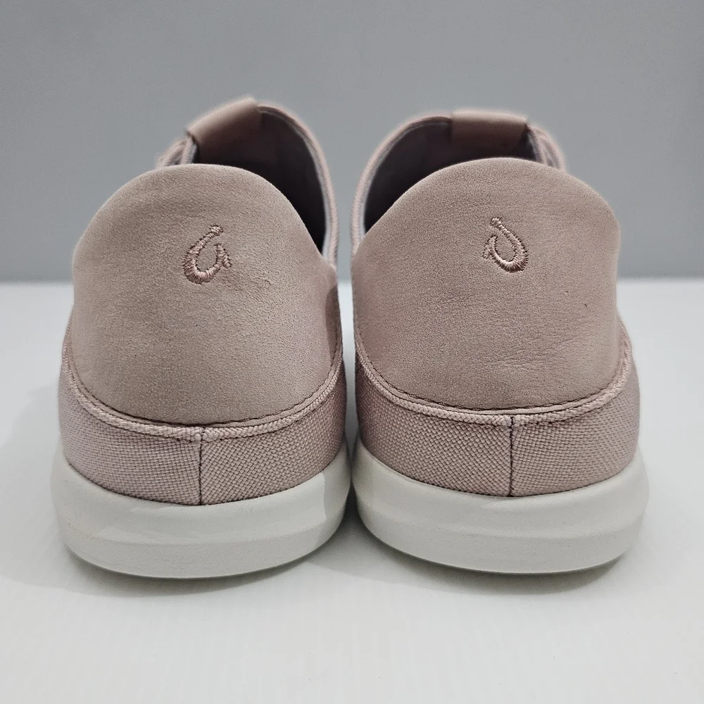 Olukai Hale'iwa LiHa'a Sneaker Womens 11 Pink Knit White Slip On Casual Travel